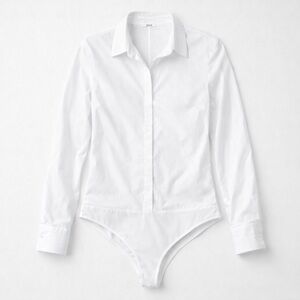 Wolford Cotton Bodywear Collared Bodysuit Blouse | White | Size Small